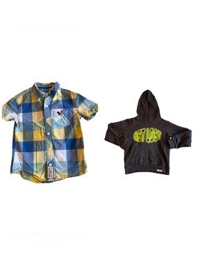 Abercrombie Kids Plaid Shirt & Elevenparis Black Hoodie Set